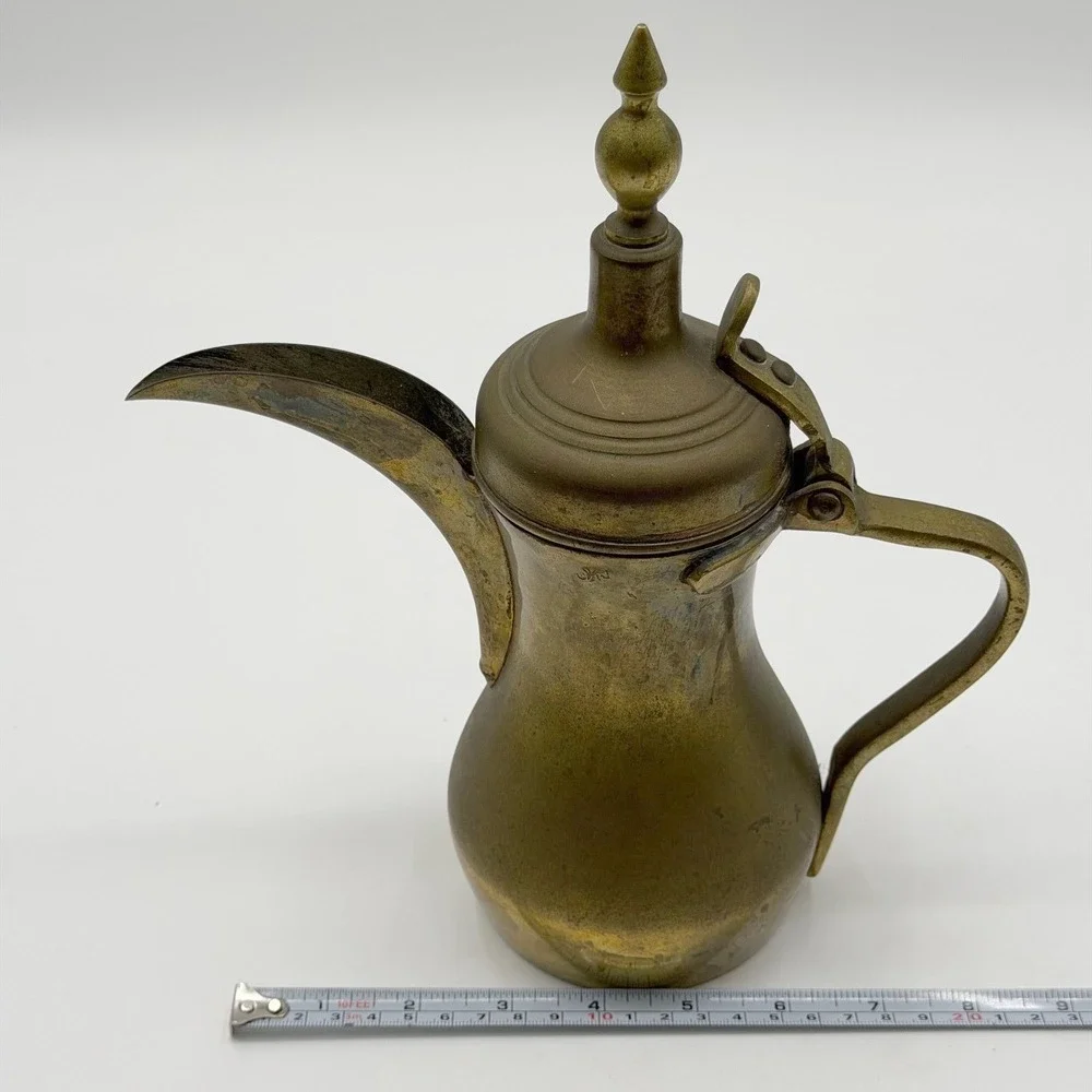 Vintage Brass Dallah Coffee Pot Middle Eastern Arabic Ewer Made in Pakistan 10in